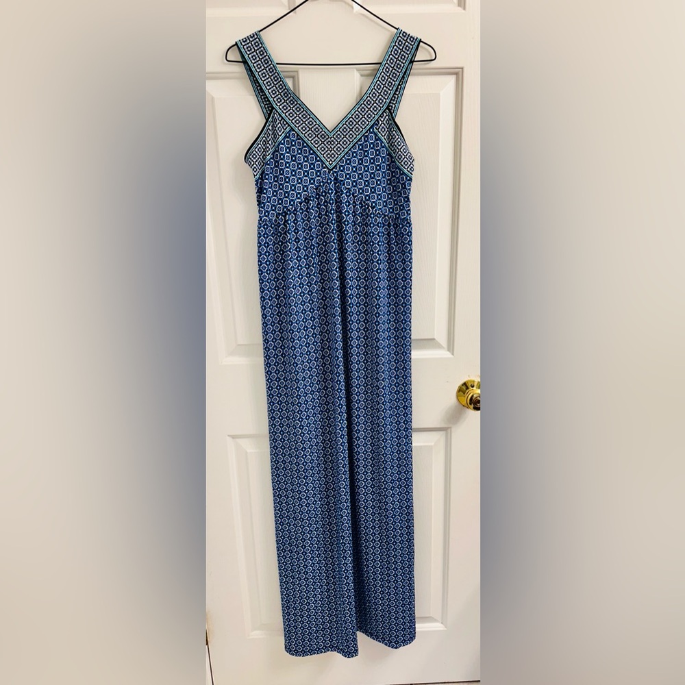 Max Studio Blue Geometric Patterned Maxi Dress